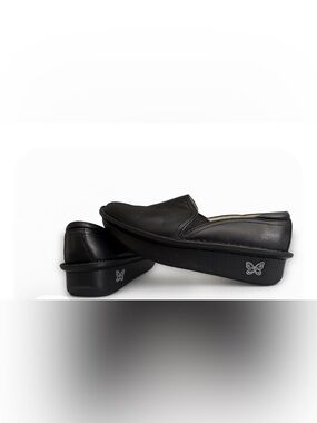 Alegria Black Leather Platform Slip-On Loafers – Women’s US 7 – Butterfly Detail